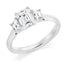 Emerald Cut 1.00ct Diamond with Trapeze Cut Diamond Trilogy Engagement Ring