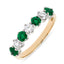 Round Brilliant Cut Diamond & Emerald 7 Stone Eternity Ring