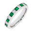 Princess Cut Diamond & Emerald Half Hoop Eternity Ring