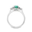 Oval Cut Emerald & Round Brilliant Cut Diamond Trilogy Engagement Ring