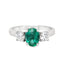 Oval Cut Emerald & Round Brilliant Cut Diamond Trilogy Engagement Ring