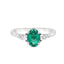 Oval Cut Emerald & Pear Cut Diamond Trilogy Engagement Ring