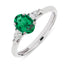 Oval Cut Emerald & Pear Cut Diamond Trilogy Engagement Ring