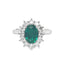 Oval Cut Emerald & Round Brilliant Cut Diamond Cluster Engagement Ring