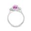 Cushion Cut Purple Sapphire with Round Brilliant Cut Diamond Side Stones
