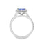 Emerald Cut Tanzanite With Diamond Halo & Diamond Shoulders
