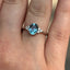Oval Cut Aqua & Trefoil Diamond Engagement Ring