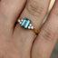 Emerald Cut Aqua With Trefoil Diamonds