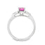 Round Brilliant Cut Pink Sapphire with Pear Cut Diamond Side Stones Trilogy Ring