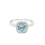 Cushion Cut Aqua With Round Brilliant Cut Diamond Halo