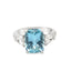 Cushion Cut Aqua With Triangle Cut Diamond Side Stones
