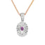 Oval Cut Pink Sapphire & Diamond Cluster Pendant