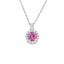 Round Brilliant Cut Pink Sapphire & Diamond Halo Pendant