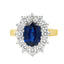 Oval Cut Sapphire with Round Brilliant Cut Diamond Cluster