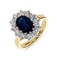 Oval Cut Sapphire with Round Brilliant Cut Diamond Cluster
