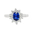 Oval Cut Sapphire With Round Brilliant Cut Diamond Cluster