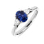 Oval Cut Sapphire with Pear Cut Diamond Side Stones Trilogy Ring