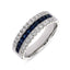 Princess Cut Sapphire & Diamond 3 Row Half Hoop Eternity Ring