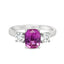Cushion Cut Purple Sapphire with Round Brilliant Cut Diamond Side Stones