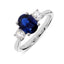 Oval Cut Sapphire with Round Brilliant Cut Diamond Side Stones Trilogy Ring
