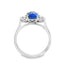 Cushion Cut Sapphire with Round Brilliant Cut Diamond Side Stones Trilogy Ring
