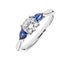 Round Brilliant Cut Diamond with Pear Cut Sapphire Side Stones Trilogy Ring