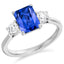 Emerald Cut Tanzanite With Round Brilliant Cut Diamond Side Stones