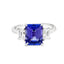Emerald Cut Tanzanite With Emerald Cut Diamond Side Stones