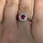 Round Brilliant Cut Ruby With Round Brilliant Cut Diamond Cluster