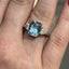 Cushion Cut Aqua With Triangle Cut Diamond Side Stones
