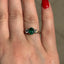Oval Cut Emerald & Round Brilliant Cut Diamond Trilogy Engagement Ring
