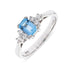 Emerald Cut Aqua & Trefoil Diamonds Engagement Ring