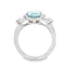 Cushion Cut Aqua With Triangle Cut Diamond Side Stones