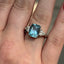 Cushion Cut Aqua With Triangle Cut Diamond Side Stones
