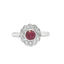 Round Brilliant Cut Ruby With Round Brilliant Cut Diamond Cluster