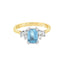 Emerald Cut Aqua With Trefoil Diamonds