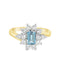 Emerald Cut Aqua With Diamond Cluster