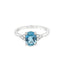 Oval Cut Aqua & Trefoil Diamond Engagement Ring