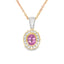 Oval Cut Pink Sapphire & Diamond Cluster Pendant