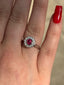 Round Brilliant Cut Ruby With Round Brilliant Cut Diamond Cluster