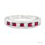 Round Brilliant Cut Diamond & Princess Cut Ruby Half Hoop Eternity Ring