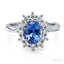 Oval Cut Sapphire With Round Brilliant Cut Diamond Cluster
