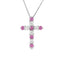 Round Brilliant Cut Pink Sapphire & Diamond Cross Pendant