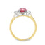 Oval Cut Ruby & Round Brilliant Cut Diamond Trilogy Engagement Ring