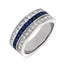 Princess Cut Sapphire & Diamond 3 Row Half Hoop Eternity Ring