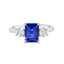 Emerald Cut Tanzanite With Round Brilliant Cut Diamond Side Stones