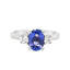 Oval Cut Tanzanite With Round Brilliant Cut Side Stones