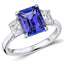 Emerald Cut Tanzanite With Emerald Cut Diamond Side Stones