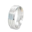 Flat Court Wedding Band With 2 Lines & Bevelled Edges