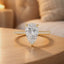 Lab Grown Pear Cut 3.25ct Diamond Engagement Ring with Diamond Shoulders & Hidden Halo